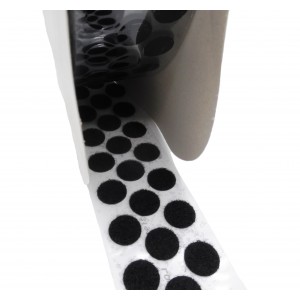 Círculos Cortados De Velcro Adesivo, 16mm Diâmetro, Preto