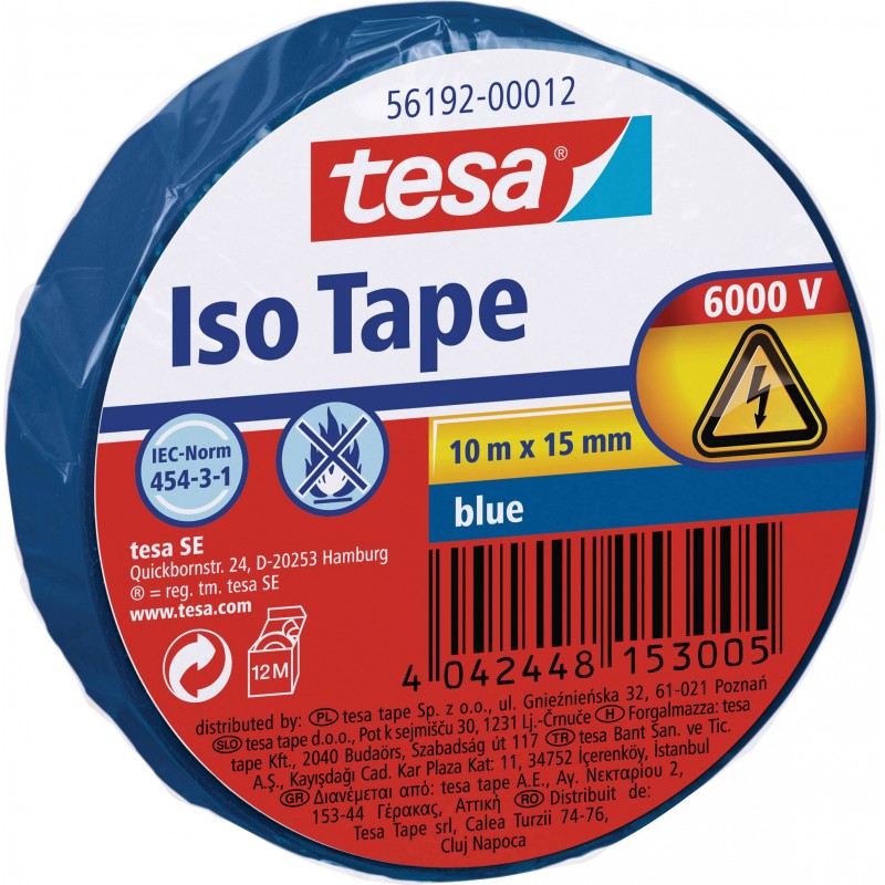 TESA® Ruban Isolant PVC 56192 Jusqu'à 6000V Bleu