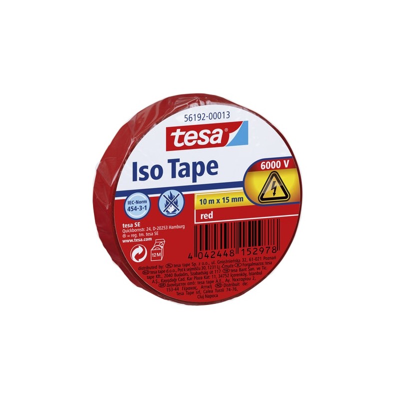 TESA® Ruban Isolant PVC 56192 Jusqu'à 6000V Rouge