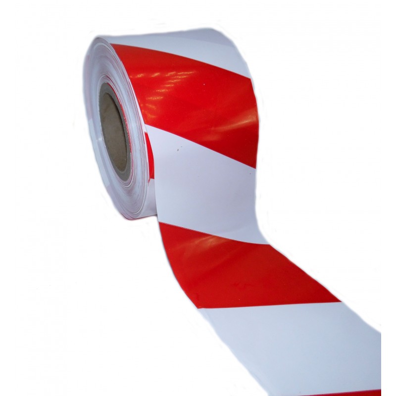 Rubalise de balisage large de 75 mm x 100 m - Rouge/Blanc